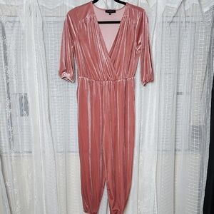 Eloquii Relaxed Velvet Rose Jumpsuit Pockets Womens Plus Size 14/16